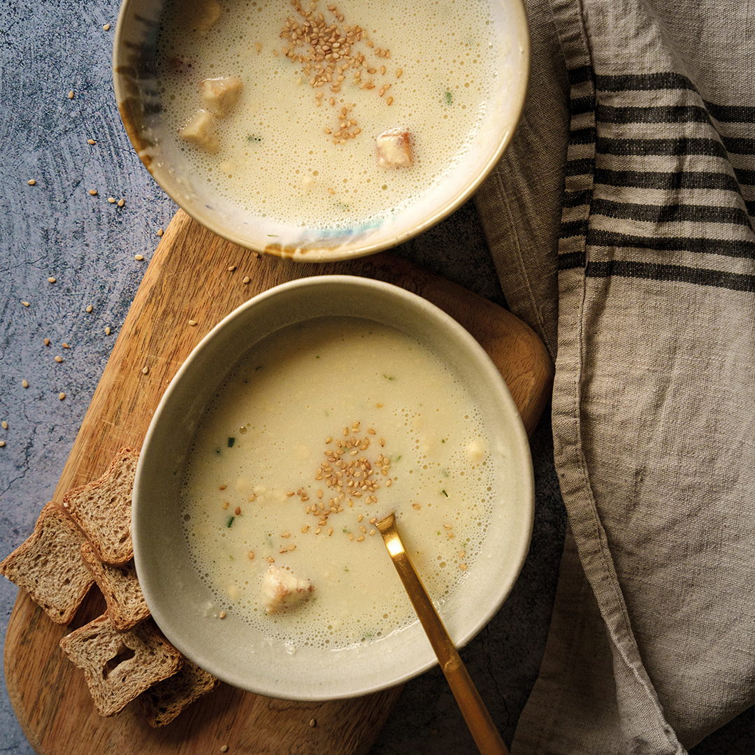 Sopa de alho francês com croutons LEV