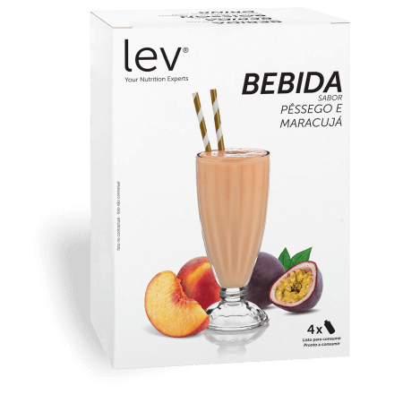 bebida proteica sabor pêssego e maracujá Lev