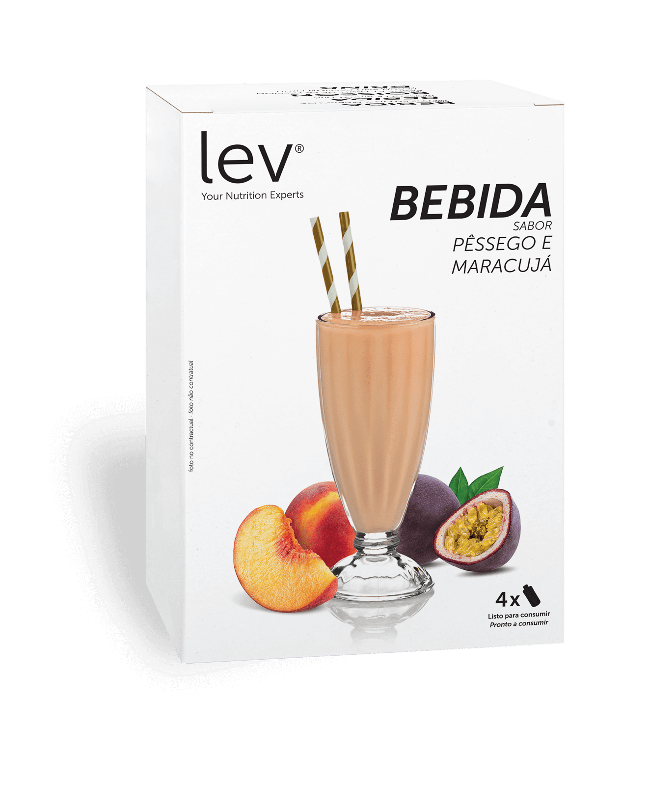 bebida proteica sabor pêssego e maracujá Lev