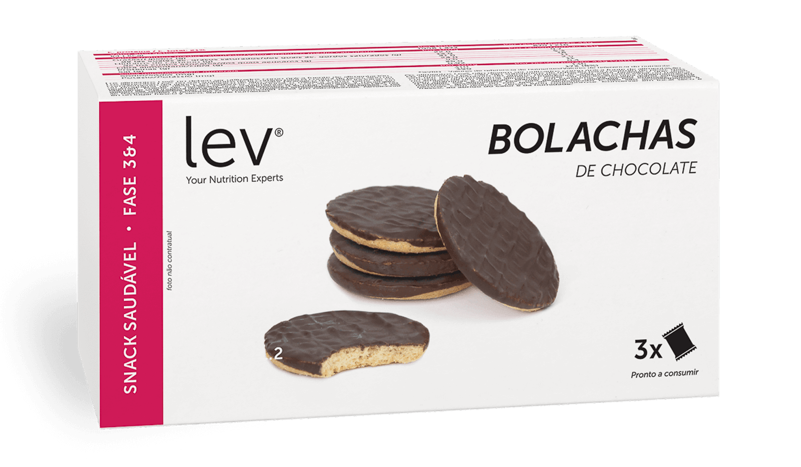 bolachas de chocolate lev saudáveis tipo digestivas, aptas para dieta