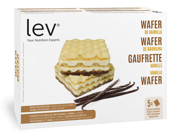 Wafer de baunilha - bolacha tipo wafer com sabor a baunilha, sem açúcar, rico em proteína