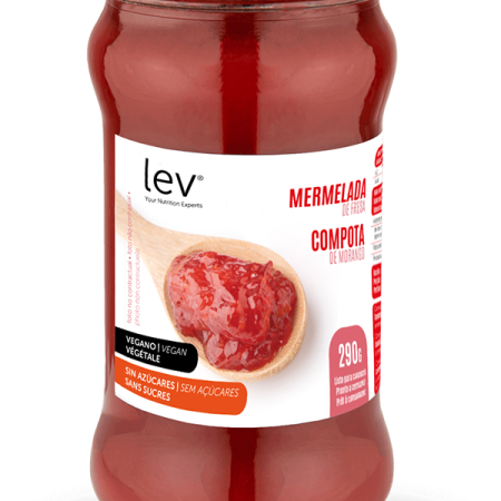 compota de morango lev sem adição de açúcares, apta para adicionar à sua dieta