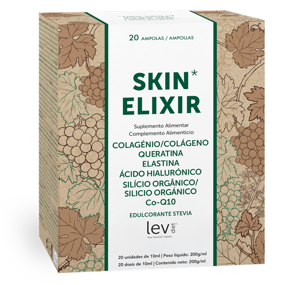 suplemento alimentar natural à base de colagénio, queratina, elastina e ácido hialurónico para um cabelo e unhas mais fortes