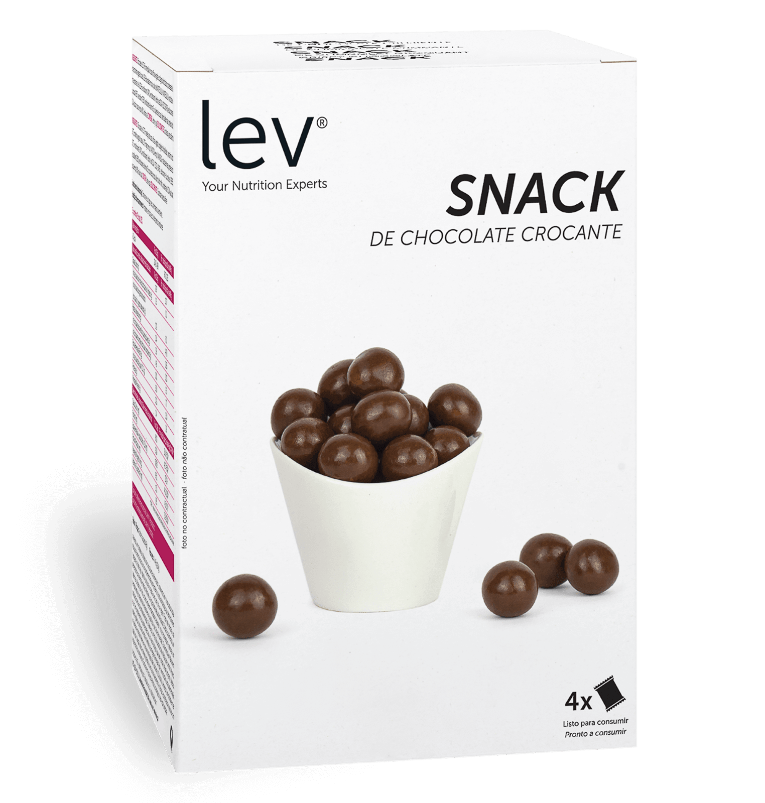 Snack de chocolate crocante lev saudável