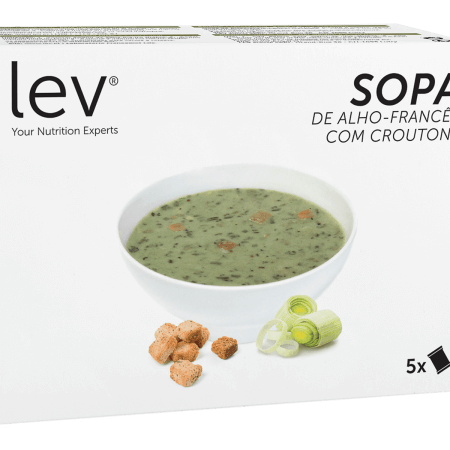 Sopa de alho-francês lev com croutons pronta a consumir