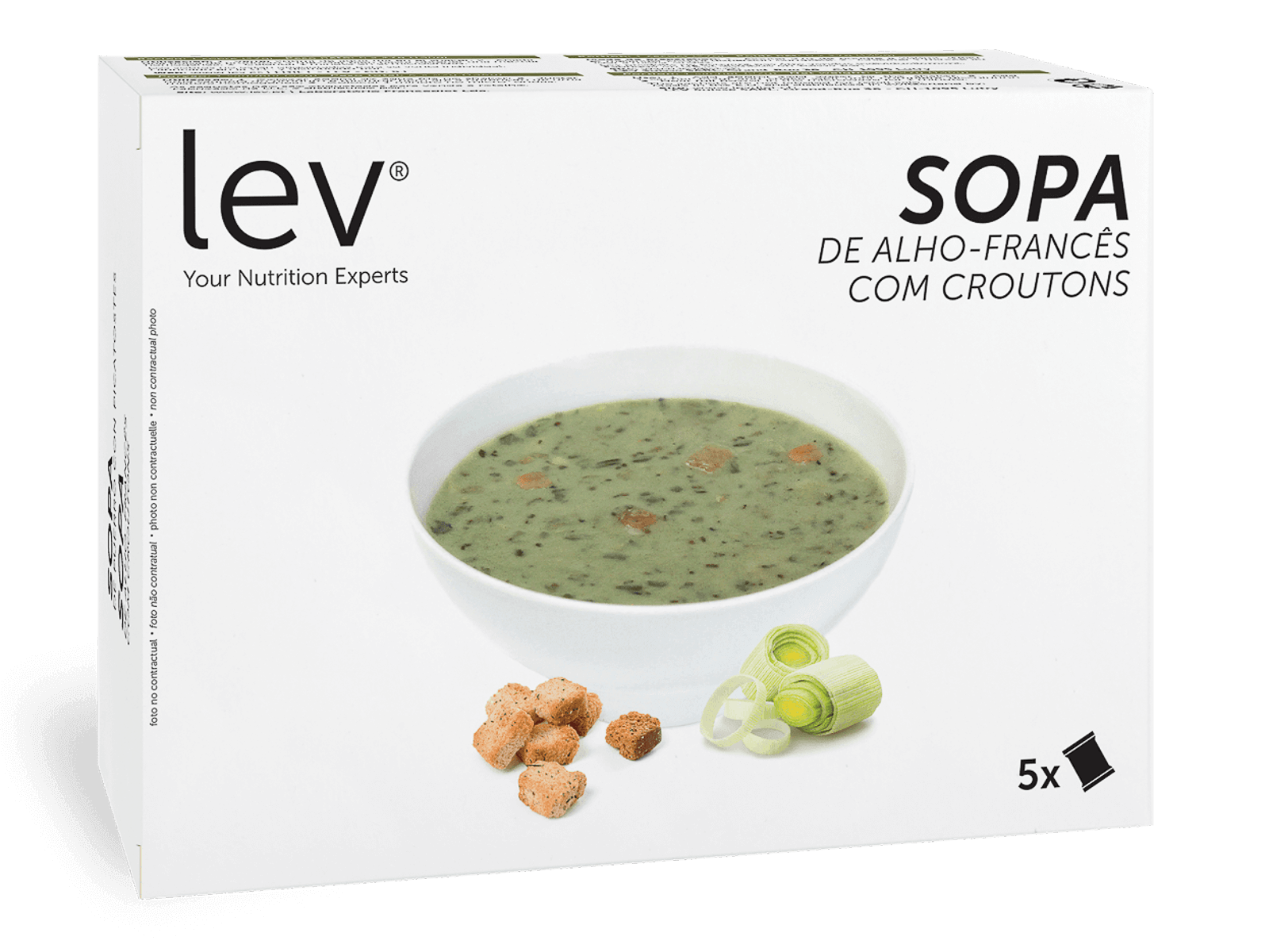 Sopa de alho-francês lev com croutons pronta a consumir