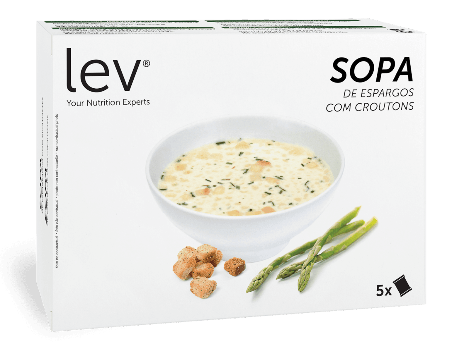 Sopa de espargos lev com croutons pronta a consumir