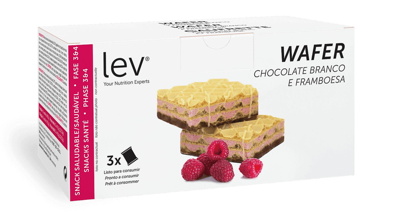 wafer de chocolate branco e framboesa lev