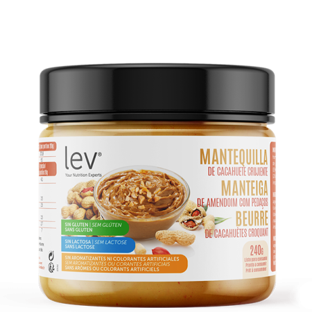 Manteiga de amendoim com pedaços, creme para barrar proteico, apto para dieta