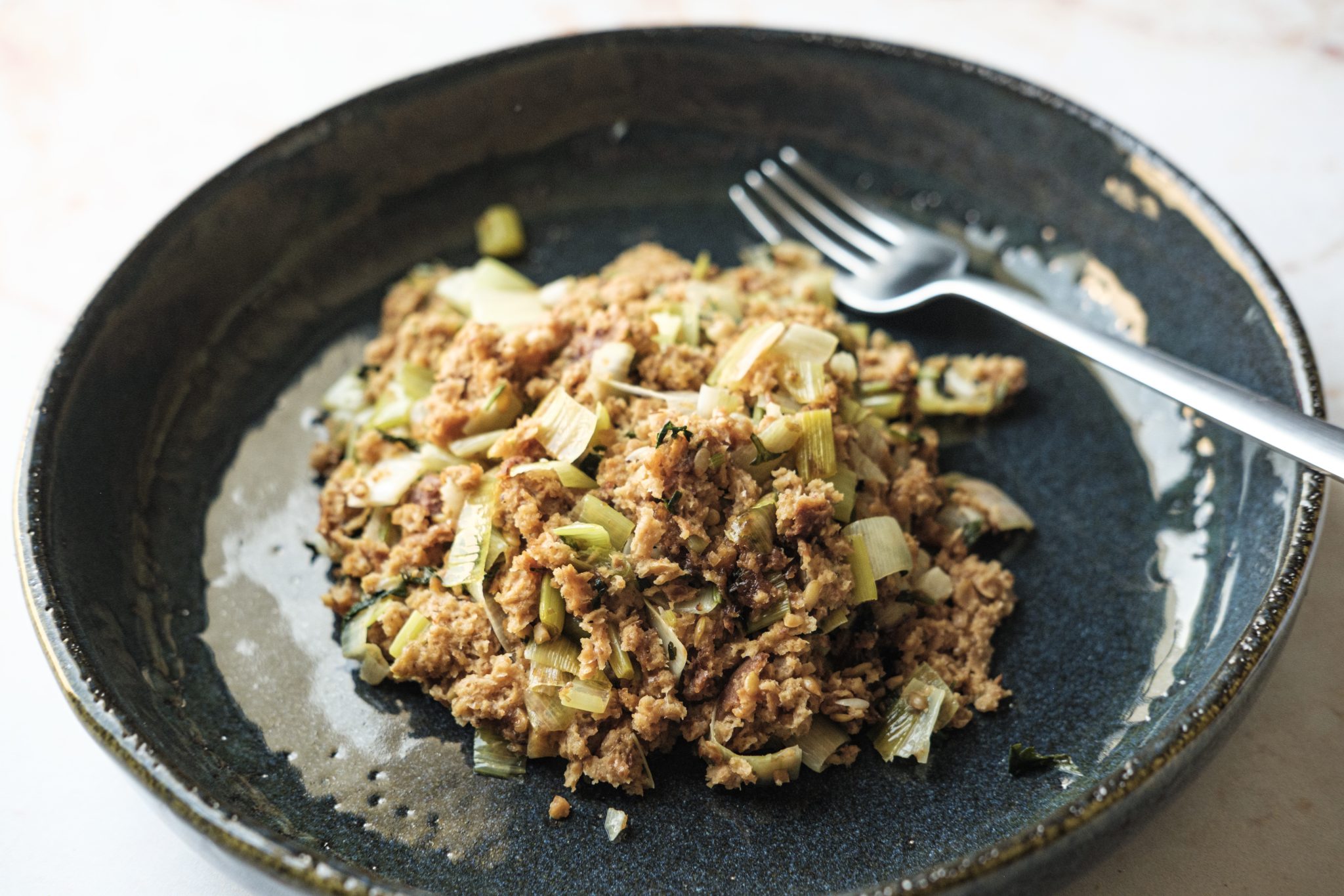 Migas saudáveis de alho francês