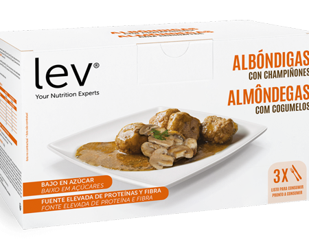 Almondegas com Cogumelos lev, uma refeição pronta a consumir