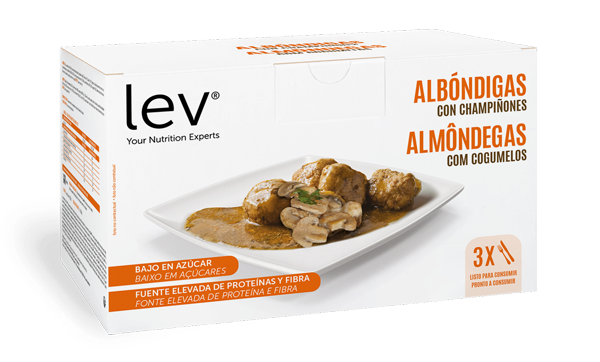 Almondegas com Cogumelos lev, uma refeição pronta a consumir