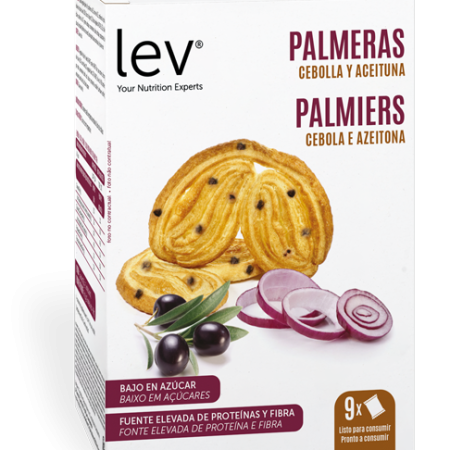 Palmiers de cebola e azeitona da lev