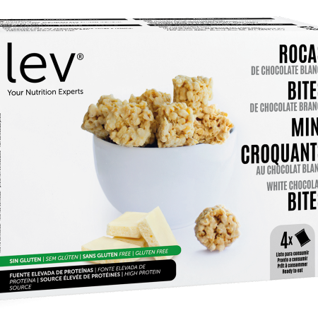 bites de Chocolate Branco, granola de chocolate branco, sem açúcares, sem glúten, rico em proteína