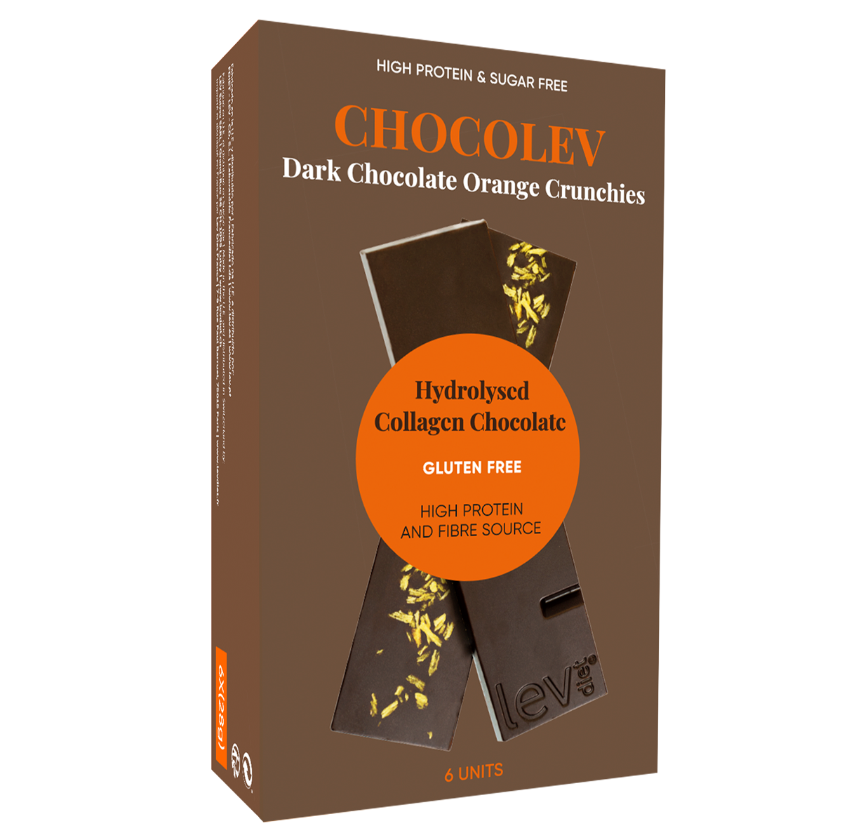 chocolev chocolate preto com pedaços de laranja