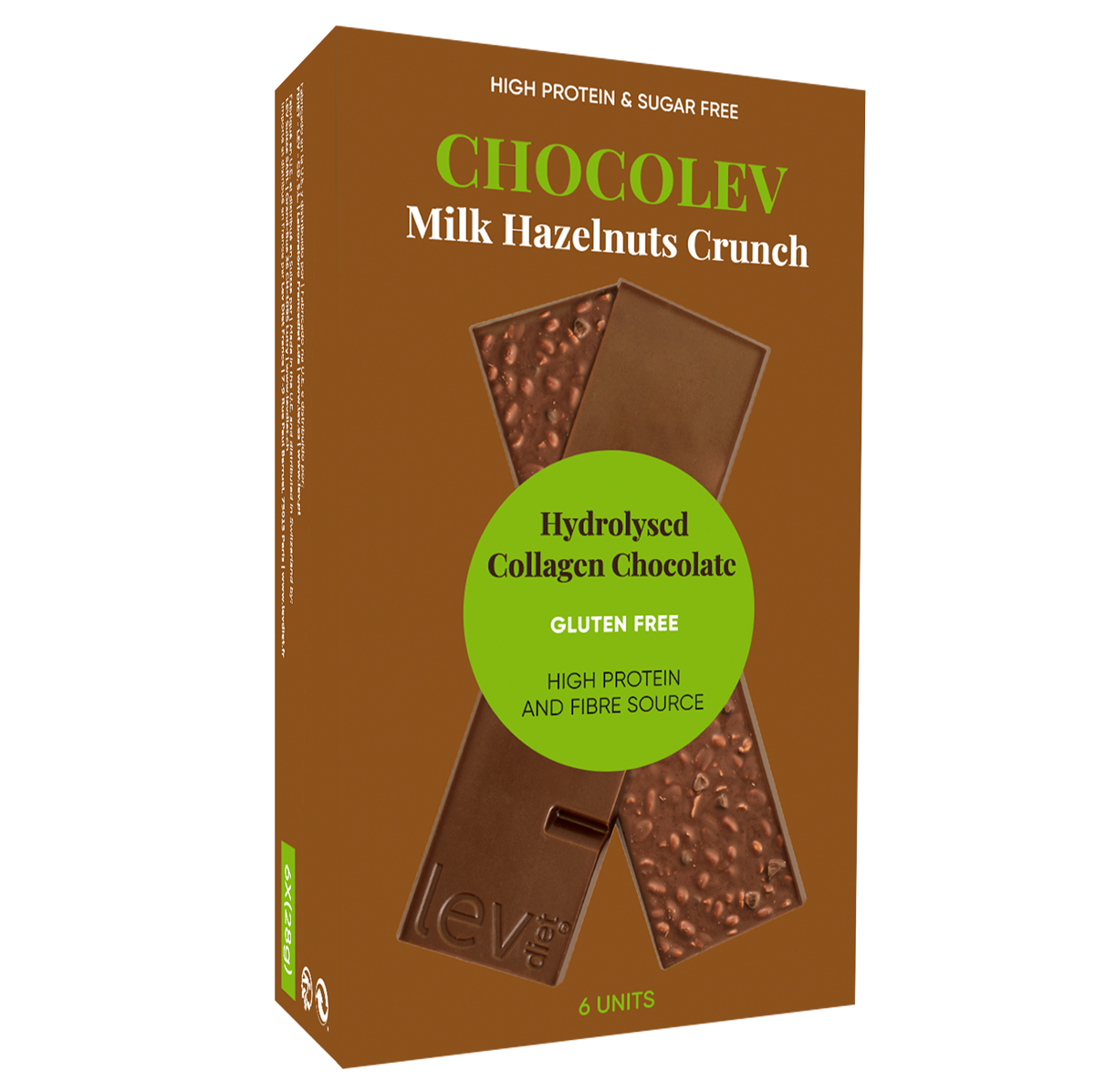 Chocolev Milk Crunch com avelãs - chocolate e leite com avelãs, sem açúcares e rico em proteína