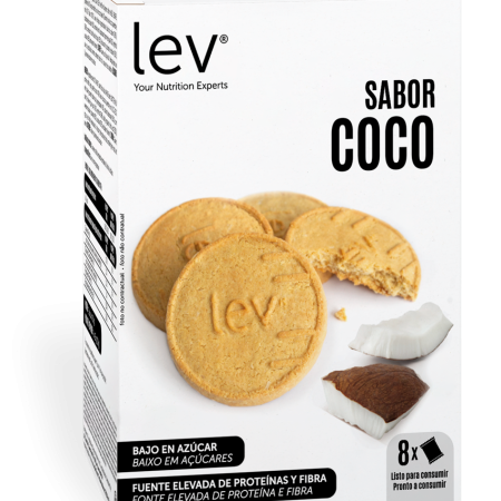 cookie de coco lev saudável, bolachas secas com sabor a coco, sem açúcar, rica em proteína