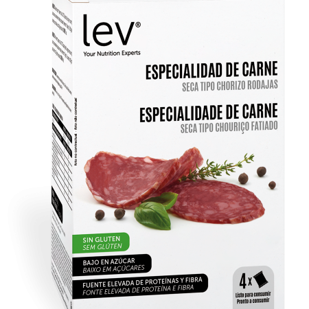 Especialidade de carne seca lev tipo chouriço fatiado