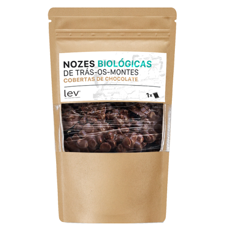 Nozes bio cobertas com chocolate